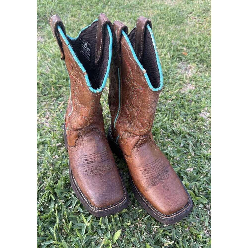 Justin Gypsy Raya Square-Toe Western Boots Women Size 6 B Brown Leather